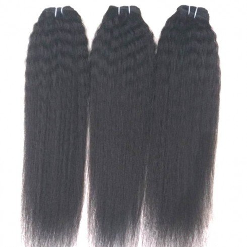 Steamed kinky straight hair, 100% Remy Virgin Human Hair